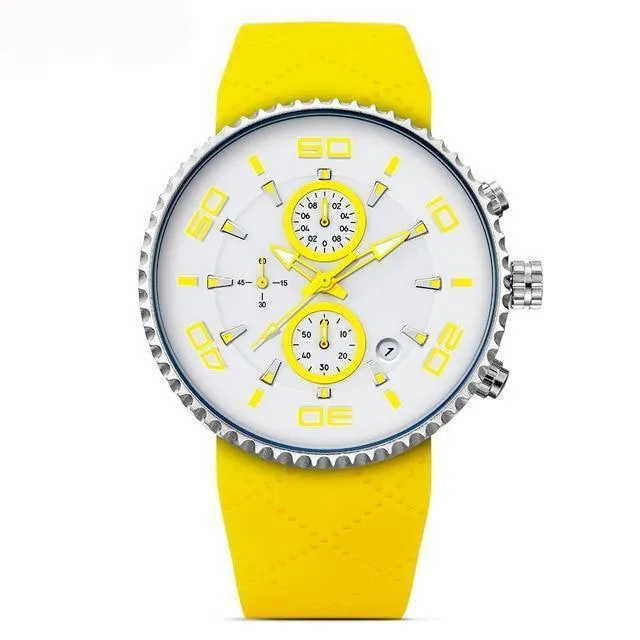 Waterproof Silicone Chronograph Stopwatch In 3 Colors