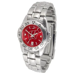 Wisconsin Badgers Ladies AnoChrome  Steel Band Sports Watch