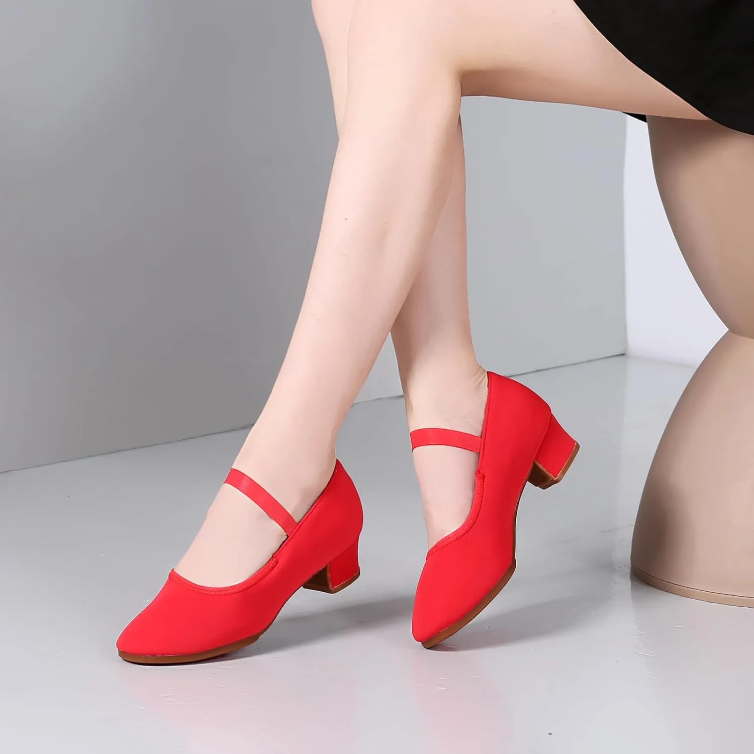 Women's Ballroom Dance Shoes Elastic Band Suede Sole Professional Modern Salsa Latin Teaching Practice