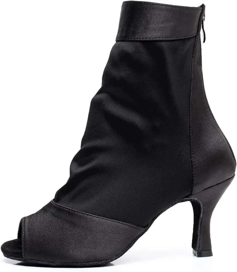 Women's Fashion Peep Toe Ballroom Dance Boots Latin Modern Party Wedding Performance Dance Shoes