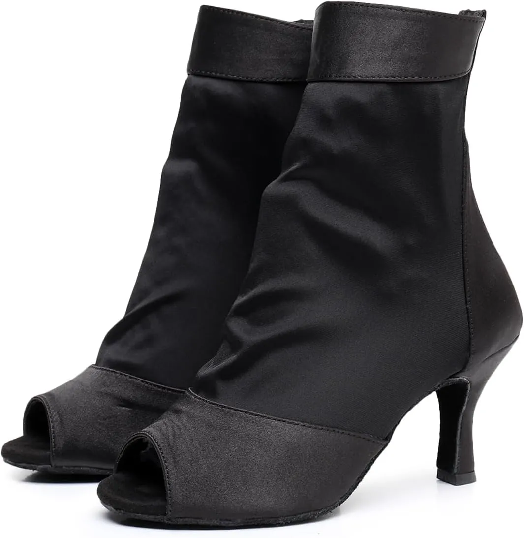 Women's Fashion Peep Toe Ballroom Dance Boots Latin Modern Party Wedding Performance Dance Shoes
