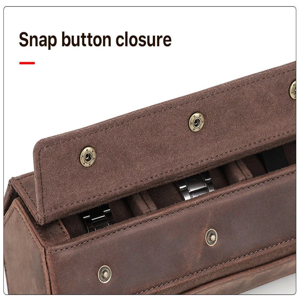 Woosir Leather Hexagon Watch Roll Case for 3 Watches