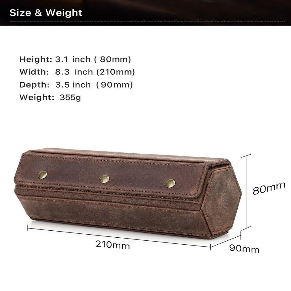 Woosir Leather Hexagon Watch Roll Case for 3 Watches